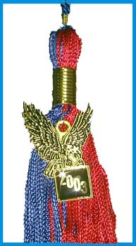 BSU Souvenir Royal & Red Eagle Mascot Charm Tassel